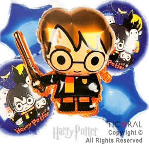 SET DE GLOBOS METALIZADO HARRY POTTER 5 UNIDADES 